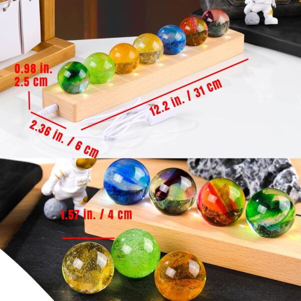 Ornalrist 7 Chakra Natural Healing Spheres with Wooden LED Light Base Crystal Quartz Ball for Meditation Positive Energy Night Light Home Decor