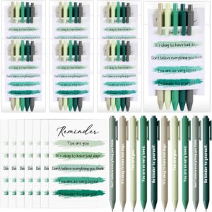30 Pcs Mental Health Little Reminders Emotional Support Affirmation Gifts Mental Health Pen Office Must Have Pen Therapist Gift with 6 Motivational Card for Employees Students (Green)