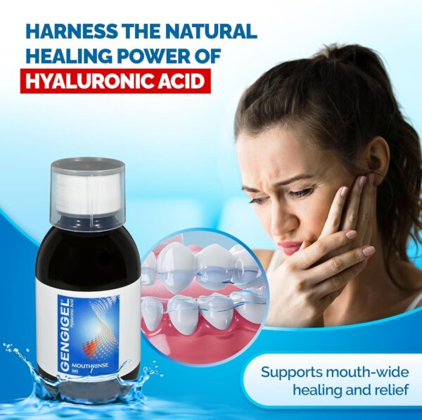 Hyaluronic Acid Mouthrinse (300 ml), Oral Care Solution for Gum Health, Reduces Discomfort & Promotes Healing, Relieves Gum Recession & Gingivitis, No Alcohol or SLS, Vegan & Kosher
