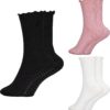 Pilates Socks with Grips for Women,3 Pairs Cotton Non Slip Yoga Crew Socks for Barre, Ballet, Dance, Workouts