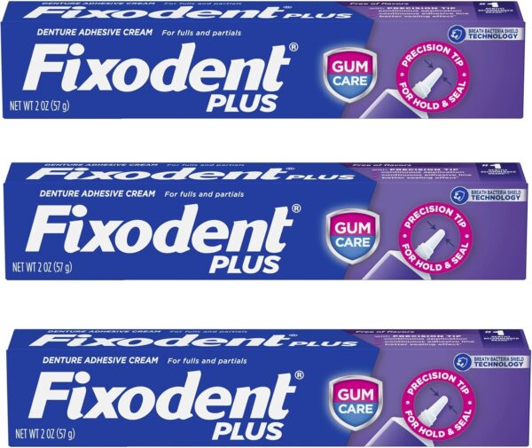 Fixodent Plus Denture Adhesive Cream 2 oz (Pack of 3)