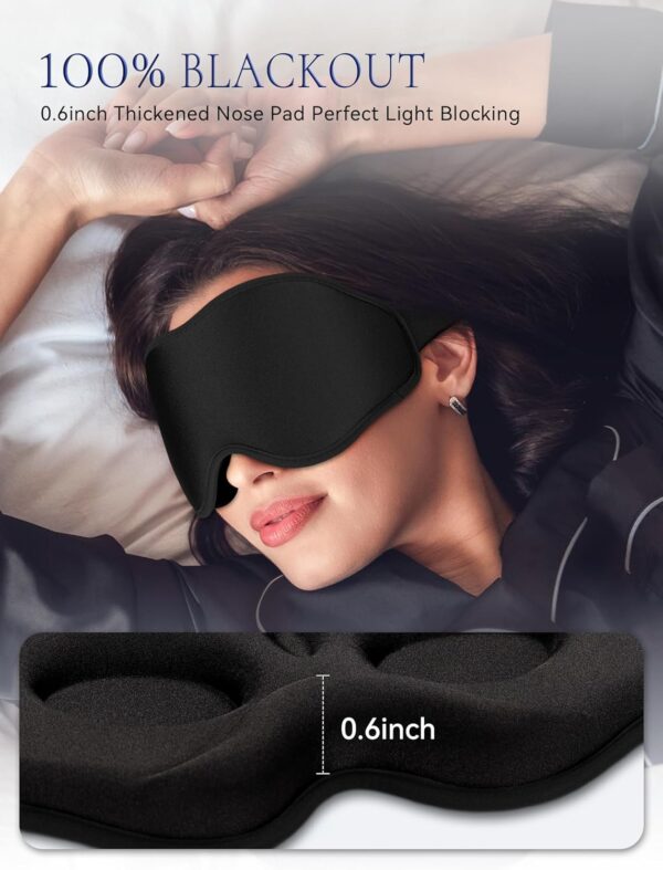 Sleep Mask Blackout for Men Women: Lightweight 3D Contoured Eye Mask for Lash Extensions - Adjustable Strap Washable Zero Pressure - Perfect for Side Sleepers Airplane Travel Yoga Meditation Black