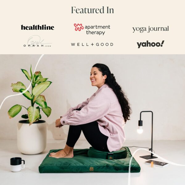 Mindful Modern Velvet Zabuton Meditation Mat | Large Rectangular Yoga Floor Cushion Pillow for Kneeling or Sitting Support | Removable Washable Cover | Perfect Zafu or Bench Complement | Color Grey