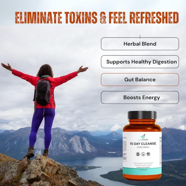 15-Day Colon Cleanse for Gut Health – Probiotics for Men & Women, Candida Cleanse, Aloe Vera, Licorice Root, Psyllium Husk – Supports Digestive & Immune Health, Detox & Kidney Cleanse