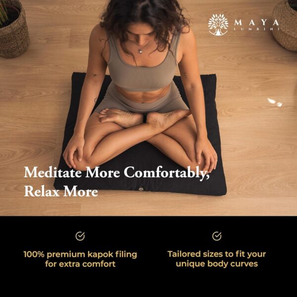 Organic Meditation Mat Zabuton/Floor Pillow - 3 & 4 Inch Thickness Options - Prevents Knees & Legs Pain