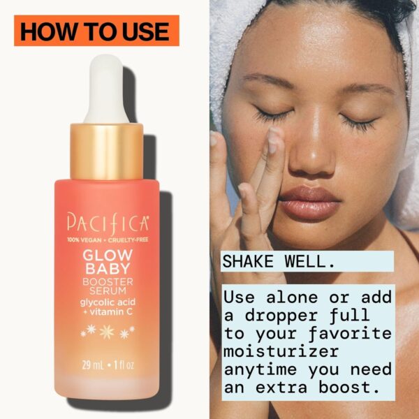 Pacifica Beauty, Glow Baby Booster Serum For Face, Vitamin C and Glycolic Acid, Brightens and Supports, For All Skin Types, Fragrance Free, Clean Skin Care, Vegan & Cruelty Free , 1 Fl Oz