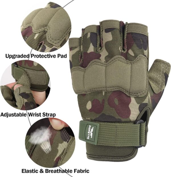 FIORETTO Fingerless Gloves, Airsoft Gloves, Half Finger Gloves for Driving, Cycling, Shooting, Hunting, Motorcycle, Climbing, Outdoor Work 215801