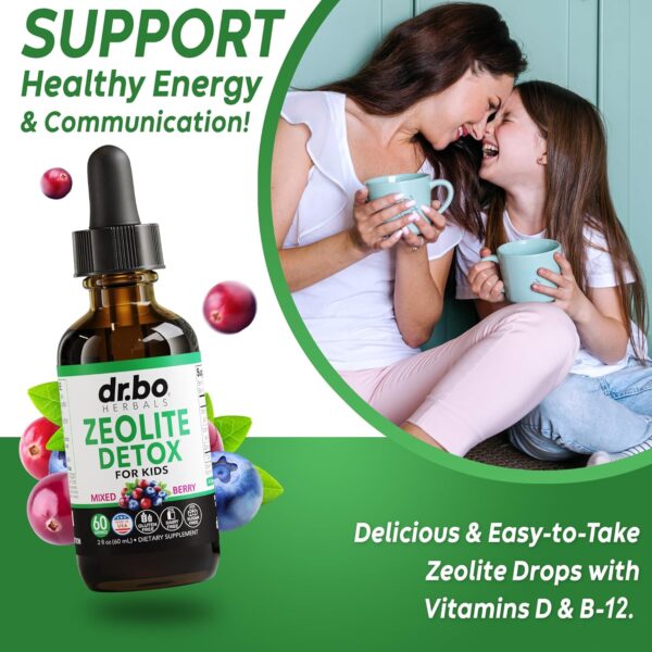 Zeolite Detox for Kids Liquid Drops - Advanced Clinoptilolite with Pure Vitamins B12 & D - Kids Gentle Body Daily Cleanse Focus & Speech Extra Clinoptilolite Zeolite Drops Detox Cleanse Supplement 2oz
