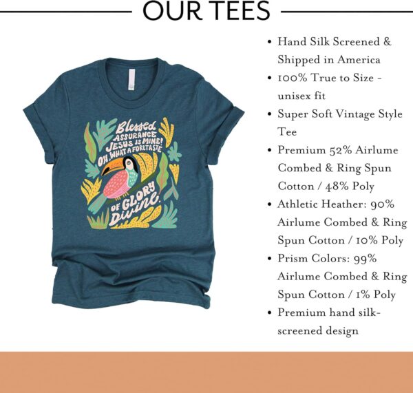 Love in Faith | Blessed Assurance Tropical | Christian T-Shirts for Women | Faith-Based Apparel | Christian Gifts