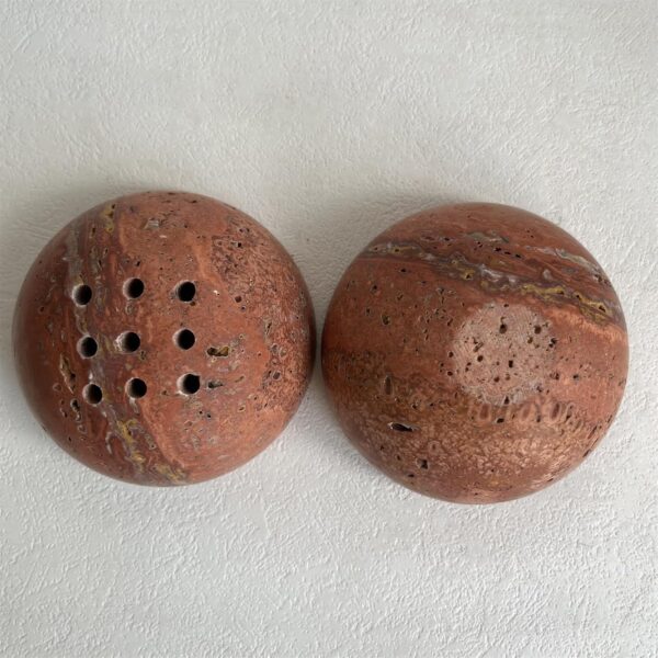 9 Holes Handmade Natural Marble Round Incense Burner Holder for Meditation Decorative Room/Kitchen/Coffee Shop (Red Travertine)