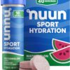 Nuun Sport Electrolyte Tablets - Dissolvable in Water, Watermelon, 5 Essential Electrolytes for Hydration, 1g Sugar Drink Mix, Vegan, Non-GMO, 4 Pack (40 Total Servings)