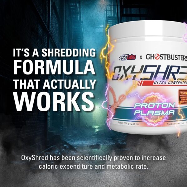 EHP Labs x Ghostbusters OxyShred Pre Workout Powder & Shredding Supplement - Preworkout Powder with Acetyl L Carnitine, Energy Boost Drink - Proton Plasma, 60 Servings