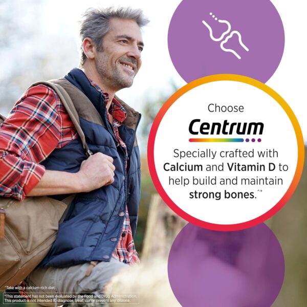 Centrum Silver Men's 50+ Multivitamin with Vitamin D3, B-Vitamins, Zinc for Memory and Cognition - 200 Tablets