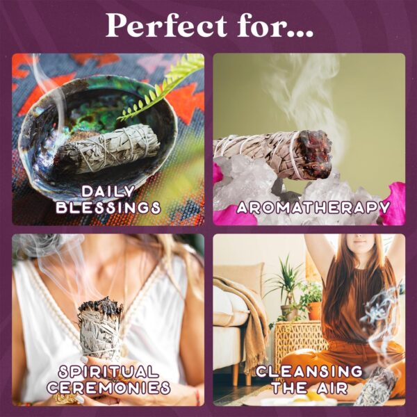 PURPLE CANYON White Sage Bundles - 3 Pack - Sage Smudge Stick for Home Cleansing Incense Healing Meditation and California Smudge Sticks Rituals - 4 Inch