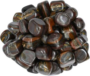 1000+ Carats Iron Tiger Eye Crystal Tumbled Stones Polished Rocks - Natural Gem Stones for Healing - DIY Crystals for Protection