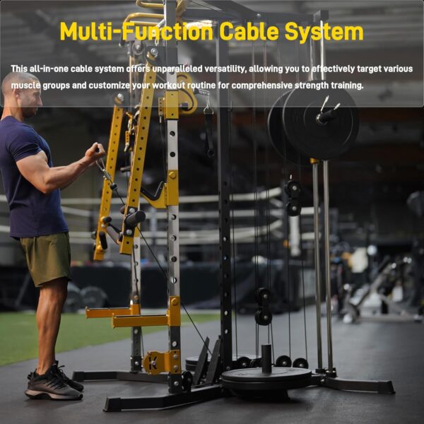 Versatile Power Rack with Cable Pulley System, Power Cage for Strength Training, Bench Press and Pull-Ups