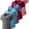 5 Pack: Women's Dry Fit Short Sleeve T Shirts, Athletic Workout Tee Tops for Gym Yoga Running