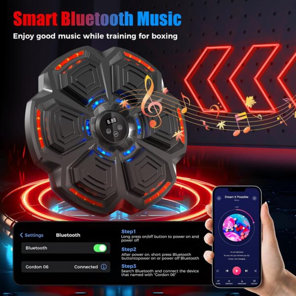 Music Boxing Machine for Adults,Bluetooth Smart Boxing Traineing Machine,Wall Target Punching Workout for Kids,Reflex Training Suitable for Home,Office,Gym,Fun Fitness Equipment
