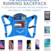 Blue Running Mini Backpack Vest for Men & Women – Reflective with 360° Hi-Viz, Holds Accessories, iPhone, Android, iPad Mini – Lightweight, Adjustable Gear for Fitness, Walking, Cycling, Hiking