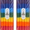 Mega Candles 10 pcs Unscented Multi Color Straight Taper Chakra Candles, Hand Poured Premium Wax Candle 12 Inch x 1 Inch, 100% Cotton Wick, Positive Healing Energy, Meditation, Relaxation, Reiki, Yoga