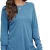 Fisoew Women's Casual Long Sleeve Tops Crew Neck Round Hem Loose T-Shirts Tunic Tops with Thumb Holes