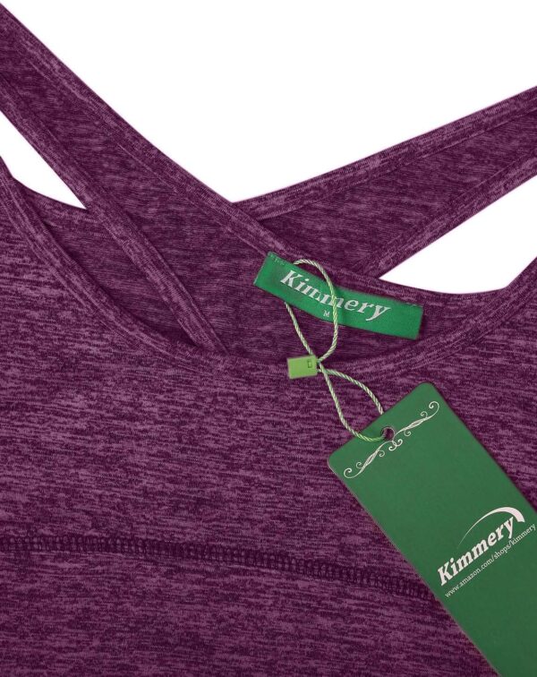 Kimmery Woman Short Sleeve Round Neck Criss Cross Back Yoga Shirt