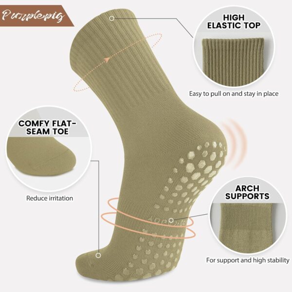 Purplepig 3 Pairs Grip Pilates Socks Non-Slip Yoga Socks for Women Pilates, Pure Barre, Barefoot Workout, Pregnancy, Hospital