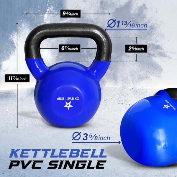 Yes4All 5-65lbs Kettlebells Vinyl Coated Cast Iron for Dumbbell Weights Exercises, Gym, Fitness, Full Body Workout Equipment Push up, Grip and Strength Training