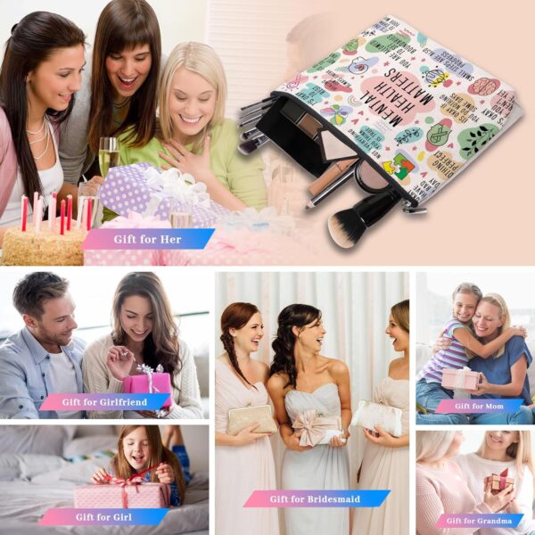 Mental Health Gifts Makeup Bag, Mental Health Awareness Gift, Positive Thinking Daily Affirmation, Positive Quotes Mental Health Matters Cosmetic Bag for Women