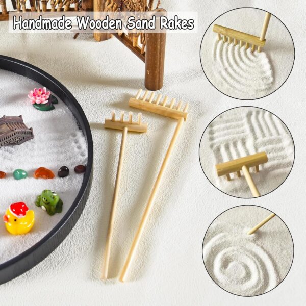 amberr Zen Garden for Desk - Premium Japanese Mini Sandbox Rock Garden Kit. Zen Sand Garden Mindfulness Gifts for Kids. Office Desk Accessories Meditation Room Decor Sand Tray Therapy Gift