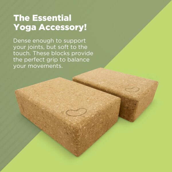Bean Products Yoga Blocks, Standard & Large Sizes - Studio Grade, Non-Slip, Made from Eco Friendly Materials - 100% Natural Cork or Foam - Improves Stability & Alignment - Single Block or 2 Pack Sets