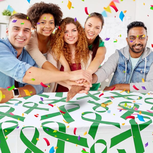 3 Pcs Mental Health Awareness Tablecloth Pancreatic Cancer Awareness Table Cover Colon Cancer Prostate Cancer Awareness Items Plastic Tablecloth for Society Events Party Supplies (Green)