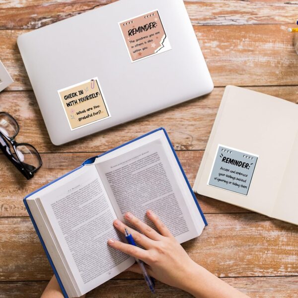 300 Pcs Mental Health Stickers Reminder Decals Laptop Water Bottle Positive Waterproof Stickers Psychology Affirmations Feelings Mental Health Decor for Adult(Warm Color)