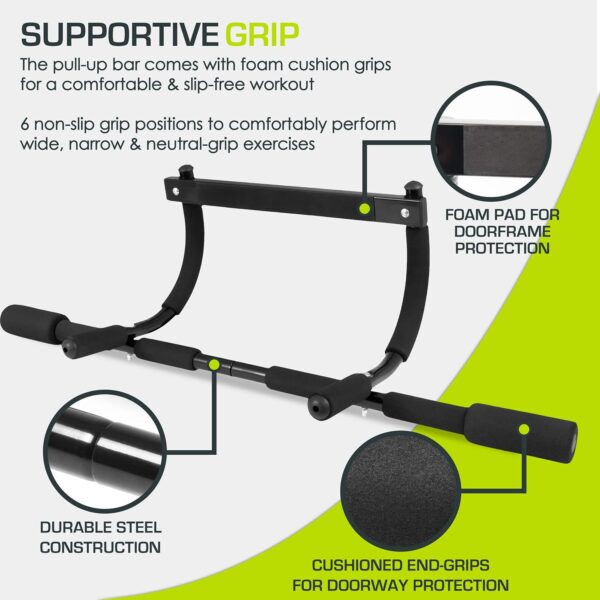 ProsourceFit Wall-Mounted Pull-Up / Chin-Up Bar, Heavy Duty 300 lb. Capacity, Black