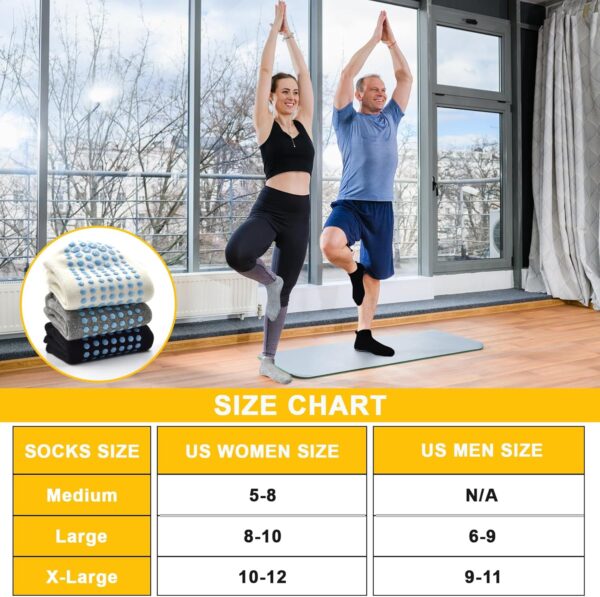 SkiBeaut 6 Pairs Non Slip Men Women Socks Unisex Pilates Man Woman Grips Cushion Socks for Yoga Barre Home & Hospital