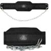 Bear Grips Dip Belt for Weight Lifting, Weight Belt for Pull Ups, Weighted Dip Belt, Weightlifting Belt for Chin Ups, With Steel Chain, 8mm Padded Support, Traditional, Plastic or Metal Buckle - Black
