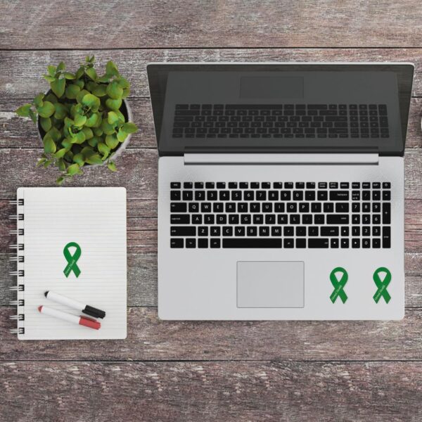 WANDIC Printed Green Ribbon Stickers, 500pcs Mental Health Awareness Decal Adhesive Label for Public Charity Fundraiser Events Supplies Gifts