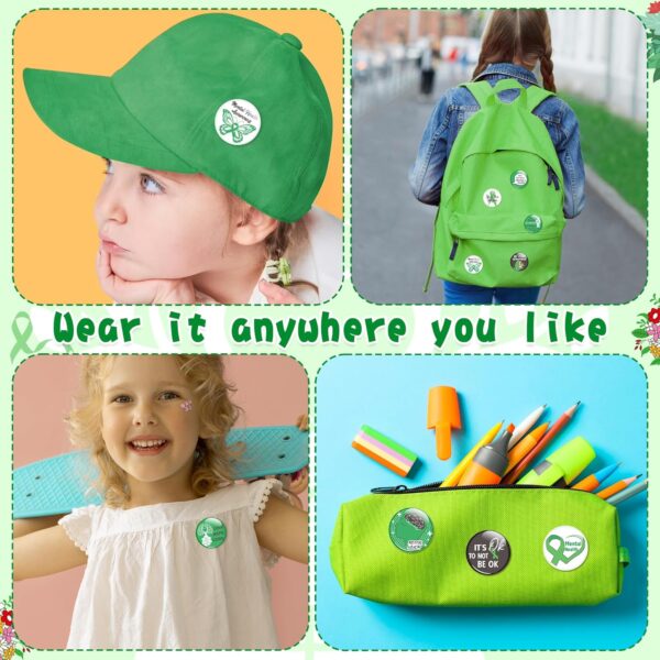 Mental Health Awareness Button Pins Green Ribbon Round Badges, Mental Health Awareness Month Brooch Pin, Mental Health Awareness Decoration Supplies, Clothing Bag Hat Accessories