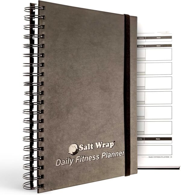 SaltWrap Daily Fitness Planner Workout Planner & Log Book, Exercise Gym Notebook Wellness, Health, Nutrition, and Food Plan Tracker, Weight Loss Goal Tracking (Daily + Weekly Logs)