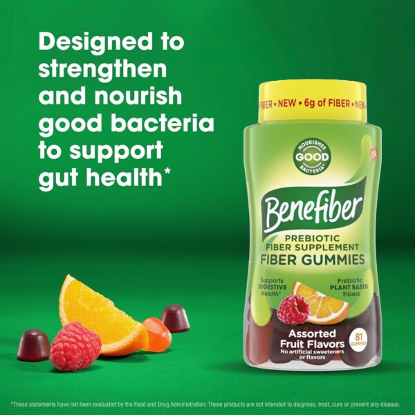 Benefiber Prebiotic Fiber Supplement Gummies for Digestive Health, Assorted Fruit Flavor - 81 Count