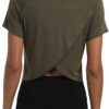 Mippo Workout Tops for Women Cropped Split Back Athletic Gym Exercise Shirts Loose Fit
