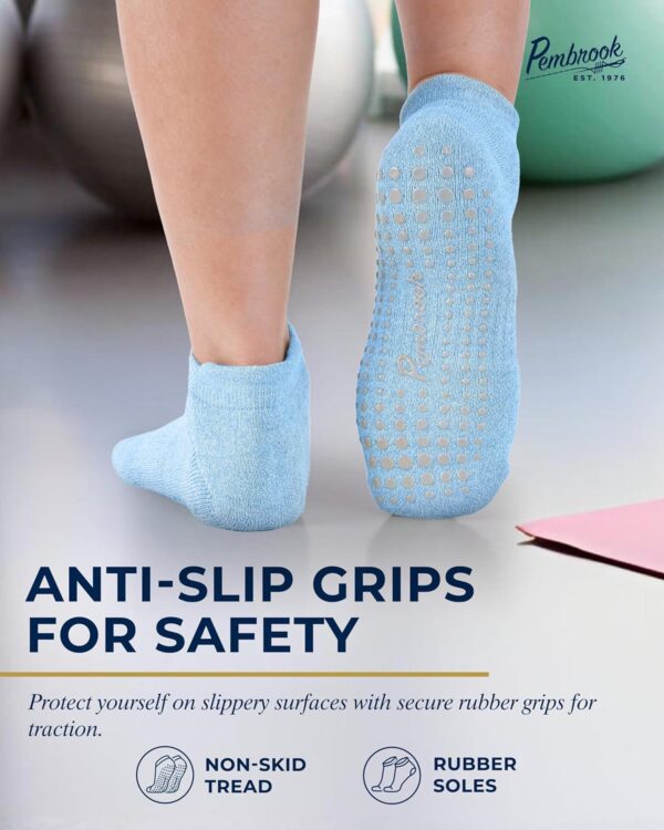 Pembrook Grip Socks - 6 Pairs Barre Socks with Grips for Women & Men | Non Slip Yoga Socks