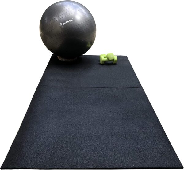 RevTime Ultra Thick GYM Weights Mat, 39.5"x39.5" (1mx1m) 1/2" Thick Anti-Vibration Mat for Home Gym, Indoor Outdoor Fitness Mat, Heavy Duty Exercise Mat, Black