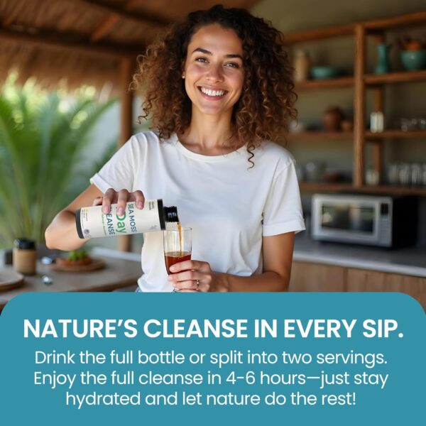Atlantic Naturals - 1 Day Colon Cleanse Full Body Detox Drink - Sea Moss Supplement for Women & Men, Gut Health, Kidney & Liver Immune Energy Enhancer Gut Cleanse - Lemon Flavor Juice, 8 fl oz