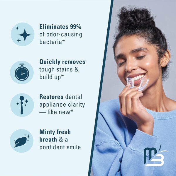 M3 Naturals Retainer Cleaner Tablets Invisalign Cleaner FSA HSA Approved Remove Odors Discoloration Stains and Plaque 4 Month Supply Denture Cleansers Retainers Mouth Guards Denture Bath Mint
