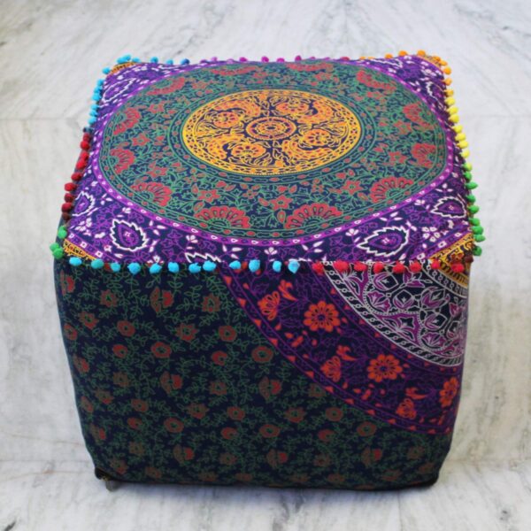 CRAFT KALA Mandala Meditation Floor Pillows Square Pillow Cover Seating Decorative Adults Bohemian Floor Cushion Cover Outdoor Living Room Throw Ottoman Poufs Cover 18X18X14 inches, Multi Six Color
