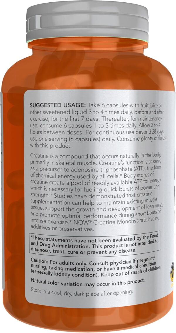 NOW Foods Sports Nutrition, Creatine Monohydrate 750 mg, Mass Building*/Energy Production*, 240 Veg Capsules