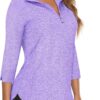 Cucuchy Style Womens Golf Shirt 3/4 Sleeve Quarter Zip Workout Tennis Tops Quick Dry UPF 50+ Shirts