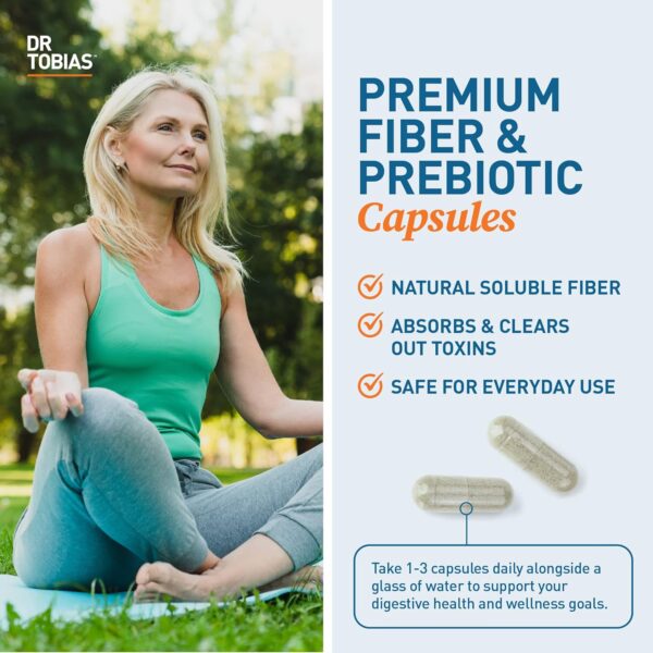 Dr. Tobias Psyllium Daily, Supports Healthy Bowel Movement, Psyllium Husk Capsules with Bentonite Clay, Flaxseed & Natural Ingredients, Daily Fiber Supplement in Support of Colon Health, 180 Capsules