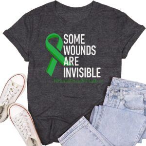 Womens Mental Health Matters Shirts Green Ribbon Awareness T-Shirt Inspirational Tee Top